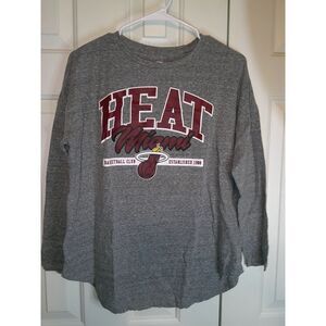 Women's NBA Miami Heat Basketball Long‎ Sleeve Gray T-Shirt Official Medium
